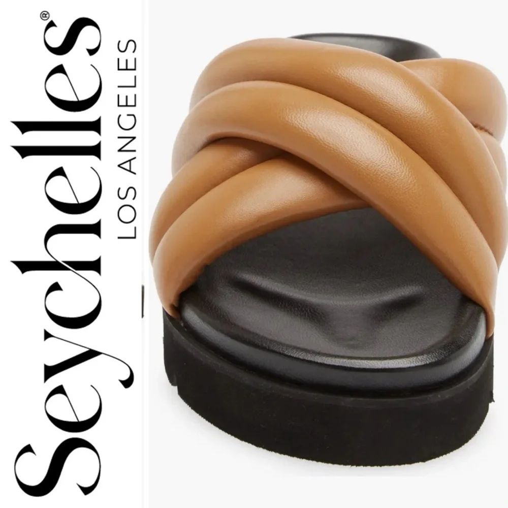 NEW Seychelles Driving Force Platform Sandal in Tan Leather 6